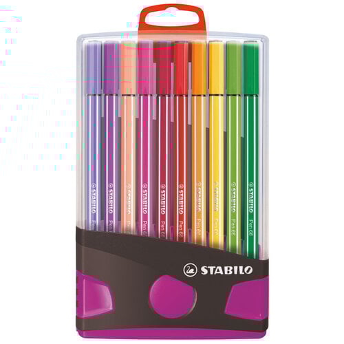 Stabilo Viltstift  STABILO Pen 68/20 ColorParade in antraciet/roze etui medium assorti etui  à 20 stuks
