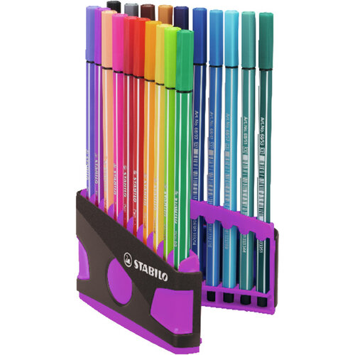 Stabilo Viltstift  STABILO Pen 68/20 ColorParade in antraciet/roze etui medium assorti etui  à 20 stuks