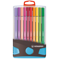 Viltstift  STABILO Pen 68/20 ColorParade in antraciet/turquoise etui medium assorti etui  à 20 stuks