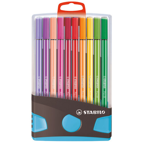 Stabilo Viltstift  STABILO Pen 68/20 ColorParade in antraciet/turquoise etui medium assorti etui  à 20 stuks