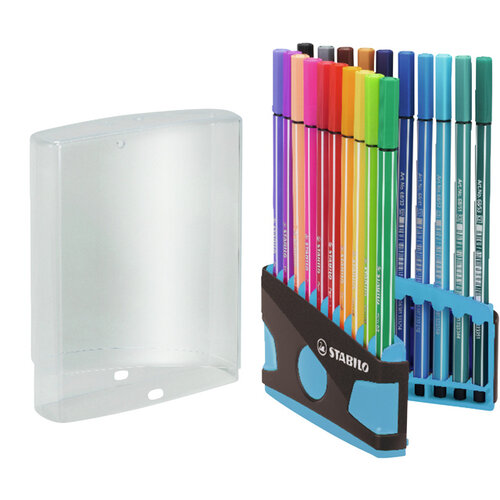 Stabilo Viltstift  STABILO Pen 68/20 ColorParade in antraciet/turquoise etui medium assorti etui  à 20 stuks