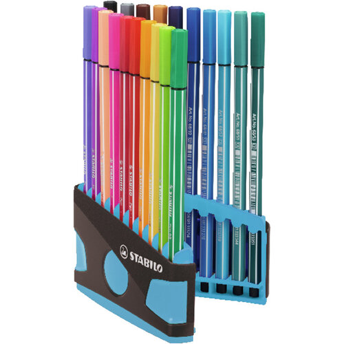 Stabilo Viltstift  STABILO Pen 68/20 ColorParade in antraciet/turquoise etui medium assorti etui  à 20 stuks