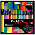 Stabilo Viltstift STABILO Pen 68 /12 Max Arty assorti etui à 12 stuks