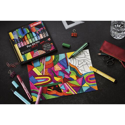 Stabilo Viltstift STABILO Pen 68 /12 Max Arty assorti etui à 12 stuks