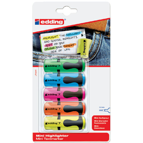 edding Markeerstift edding 7 mini 1-3mm assorti blister à 5 stuks