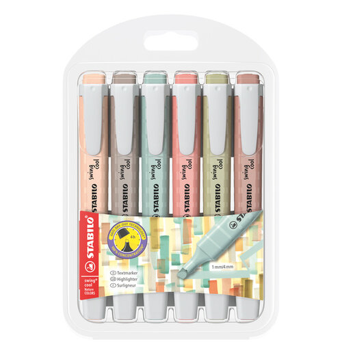 Stabilo Markeerstift STABILO Swing cool nature colors assorti 6 stuks