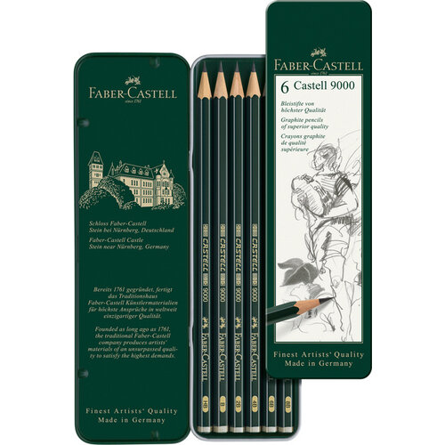 Faber-Castell Potlood Faber-Castell 9000 6 hardheden in blik