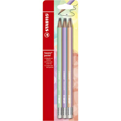 Potlood STABILO Swano grafiet HB met gumtop pastel assorti blister à 6 stuks