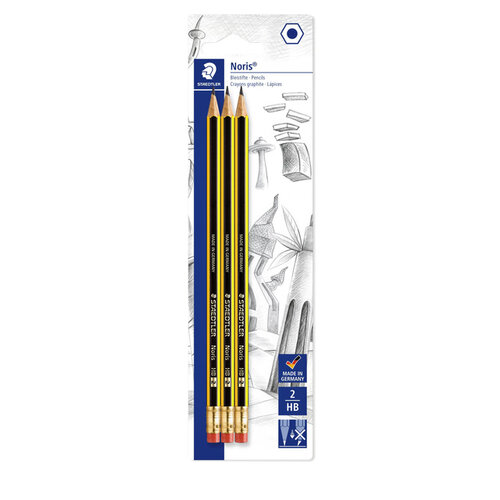 Staedtler Crayon Staedtler Noris HB embout gomme blister 3 pièces