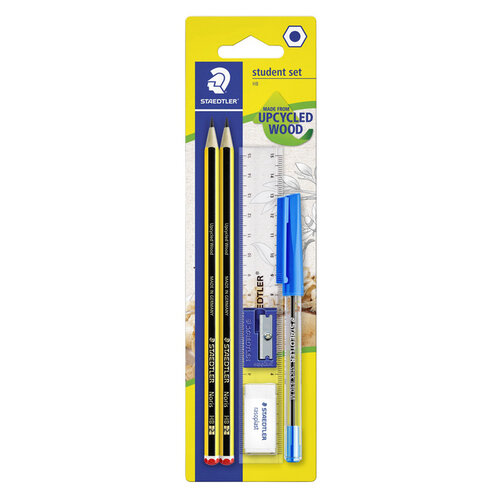 Staedtler Crayon Staedtler Noris HB blister 2 pièces avec stylo bille gomme taille-crayon règle set 6 pièces