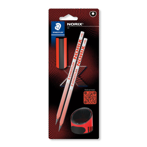 Staedtler Crayon Staedtler Norix HB blister 2 pièces corail-noir