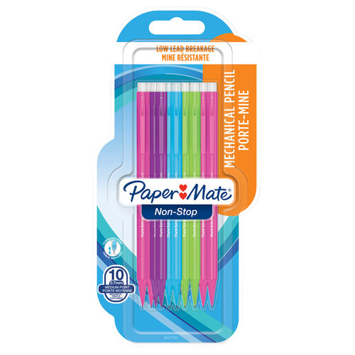Paper Mate Vulpotlood Paper Mate non stop 0.7mm HB assorti blister à 10 stuks