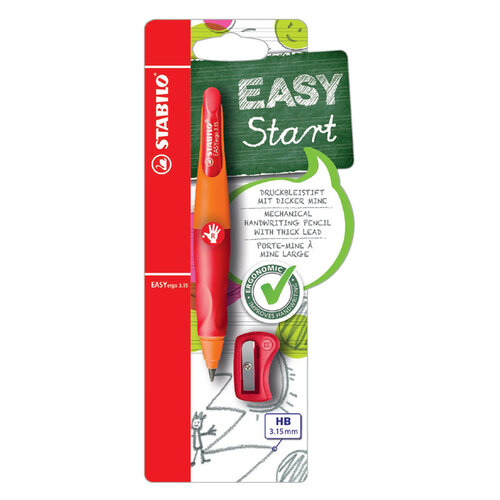 Stabilo Portemine STABILO EASYergo 3,15mm droitier orange/rouge + taille-crayon