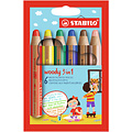 Stabilo Kleurpotloden STABILO 880 woody 3 in 1 assorti etui à 6 stuks
