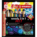 Stabilo Crayon de couleur STABILO Woody 8806-1-20 étui 6 couleurs + taille-crayon