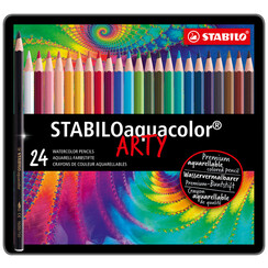 Crayon de couleur STABILO 1624 Aquacolor assorti boîte 24 pièces