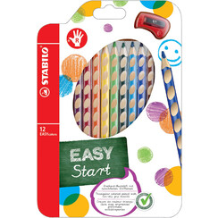 Kleurpotloden STABILO 331 Easycolors rechtshandig inclusief puntenslijper assorti etui à 12 stuks