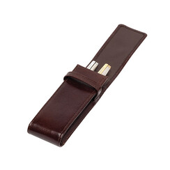 Etui stylos 322 Cuir de Buffle 2 cases brun
