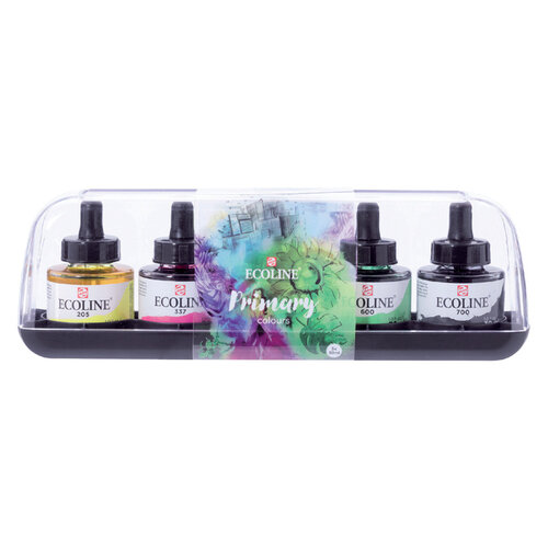 Talens Ecoline Encre Talens Ecoline avec  pipette set 5 couleurs primaires assorties
