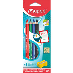 Whiteboardpotlood Maped Marker'Peps inclusief slijper set à 4 kleuren