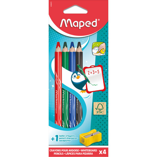 Maped Whiteboardpotlood Maped Marker'Peps inclusief slijper set à 4 kleuren