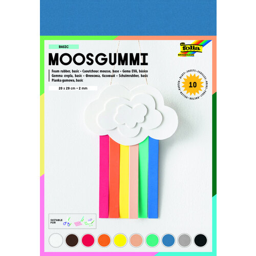 Folia Paper Mousse Folia Basic 20x29cm 10 couleurs