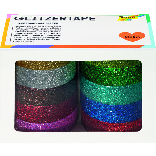 Folia Paper Ruban adhésif pailleté Folia 5mx15mm assorti