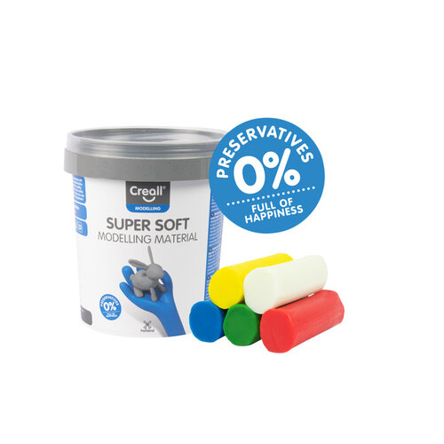Creall Klei Creall supersoft rood/blauw/groen/geel/wit 450gr