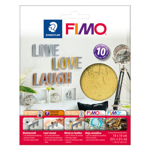 Fimo Staedtler Métal en feuille Fimo 14x14cm 10 feuilles or