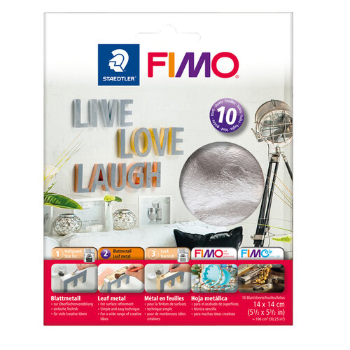 Fimo Staedtler Métal en feuille Fimo 14x14cm 10 feuilles argent