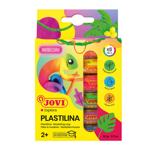 JOVI Boetseerklei Jovi plastalina 15gr neon kleuren assorti etui à 6 stuks