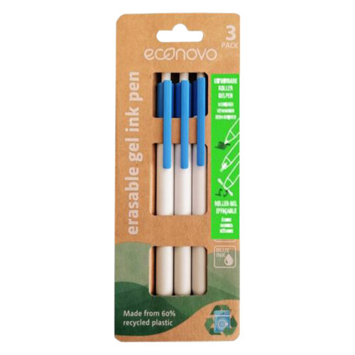 Econovo Stylo gel effaçable Econovo Fin bleu blister 3 pièces