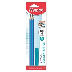 Grafietpotlood Maped Kidy Learn met kauwtopper set à 2 stuks blauw