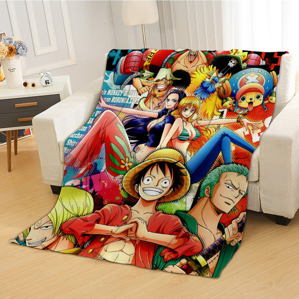 One Piece dubbelzijdige deken - Crew vs Luffy x Teach x Aokiji - 185x145 cm