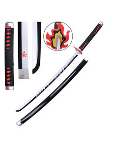  (VORBESTELLUNG) DEMON SLAYER - Tanjiro Kamado v2 - Feueratem - Schwarze Nichirin Klinge - HOLZklinge (Verfügbar Ende März)