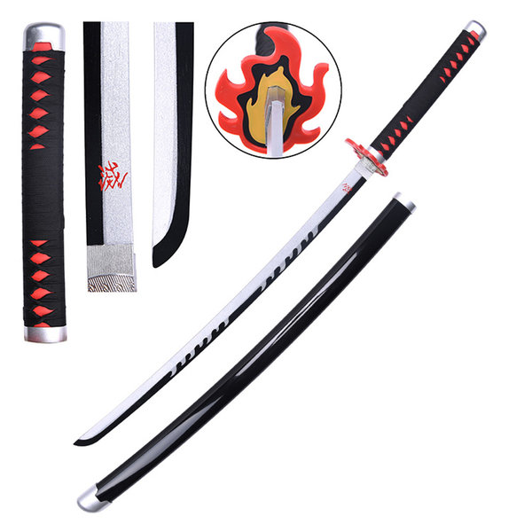 DEMON SLAYER - Tanjiro Kamado v2 - Fire Breath - Black Nichirin Blade - WOODEN Blade