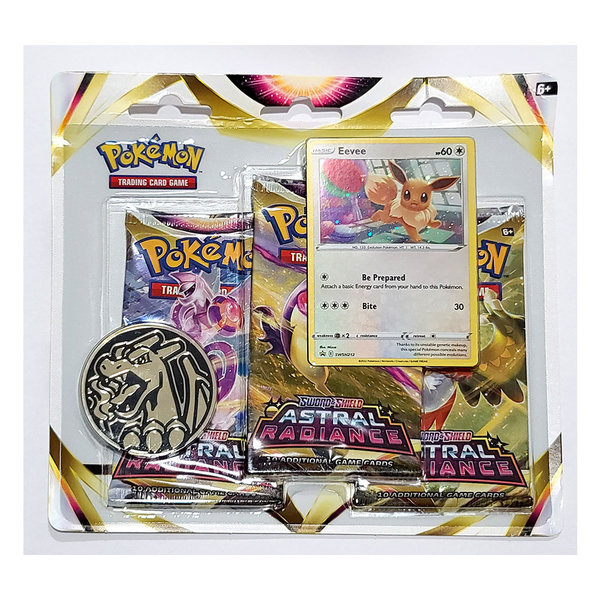 TPCi Pokemon - Schwert und Schild - Astrale Ausstrahlung - Blister Booster 3er-Pack - Englisch - Eevee