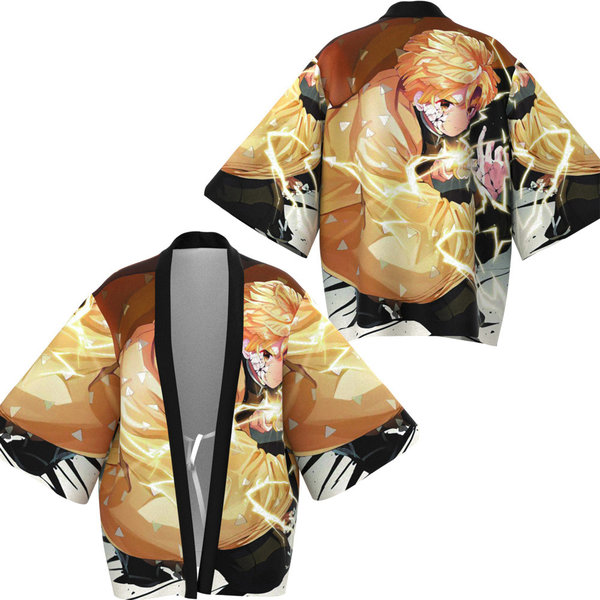 Haori Demon Slayer - Kimetsu no Yaiba - Zenitsu Agatsuma Haori kimono Jacke - FP v2 - Cosplay