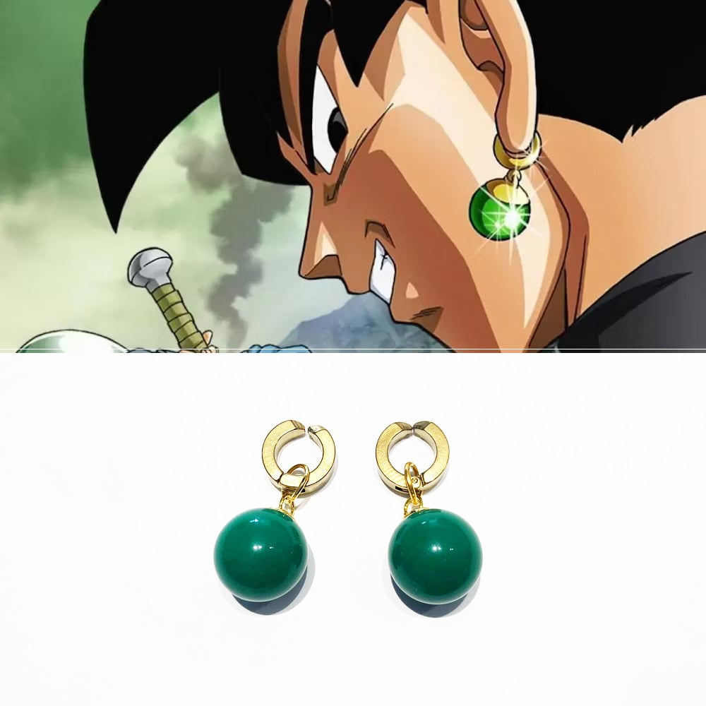 Anime Jewelry Dragon Ball Z - Potara Fusion Earrings of Vegito - Clip-on -  Green