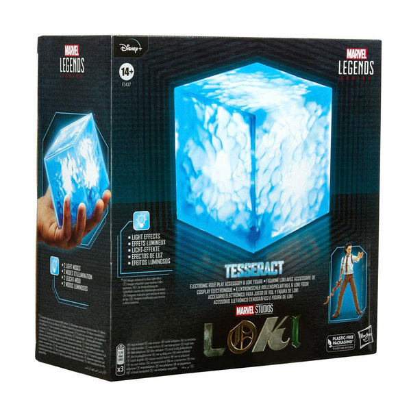 Hasbro Loki - Marvel Legends - 1/1 Tesserakt mit Loki Actionfigur - Elektronisches Rollenspiel Replikat 15 cm