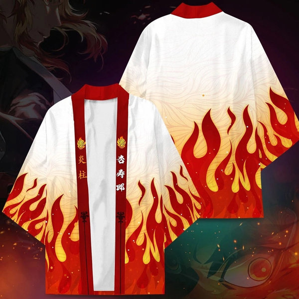 Demon Slayer - Kimetsu No Yaiba - Rengoku Kyojuro Haori veste kimono - Flammes - Cosplay