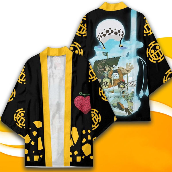 One Piece - Veste de kimono Haori de Trafalgar Law - Équipe de Pirates du cœur - Cosplay