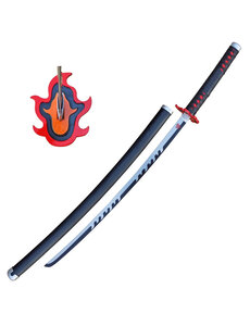DEMON SLAYER - Tanjiro Kamado Sword v2 - Fire Breath - Black Nichirin Katana