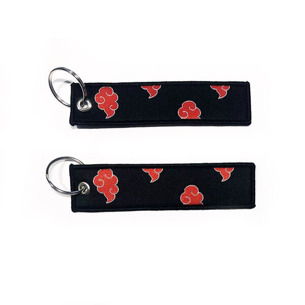 ONH KEY Naruto Embroidered Keytag - Akatsuki Clouds Anime Double Sided Keychain