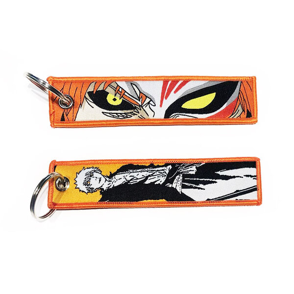 ONH KEY Bleach Gestickter Schlüsselanhänger - Hollow Ichigo Bankai Anime zweiseitige Schlüssel Tag