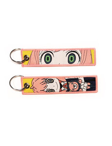 ONH KEY Gestickter Spy Family Schlüsselanhänger - Anja Forger Bear Anime zweiseitige Schlüssel Tag