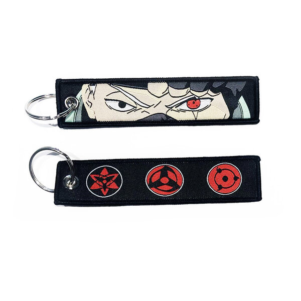 ONH KEY Naruto geborduurde Keytag - Kakashi Sharingan Anime dubbelzijdige sleutelhanger