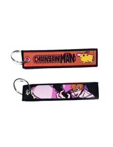 ONH KEY Chainsaw Man geborduurde Keytag - Denji en Pochita Anime dubbelzijdige sleutelhanger