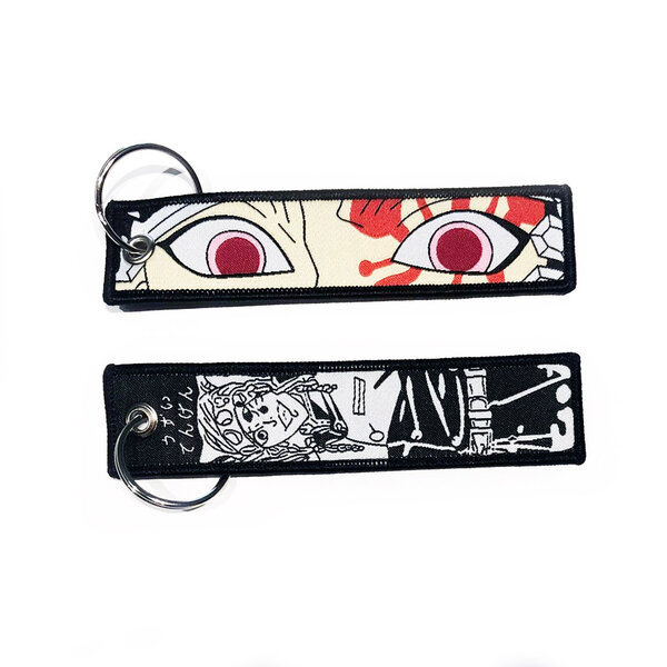 ONH KEY Demon Slayer geborduurde Keytag - Tengen Uzui Anime dubbelzijdige sleutelhanger