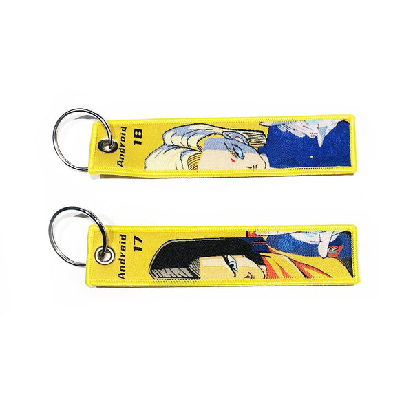 ONH KEY Dragon Ball Z Embroidered Keytag - Android 17 and 18 Anime Double Sided Keychain